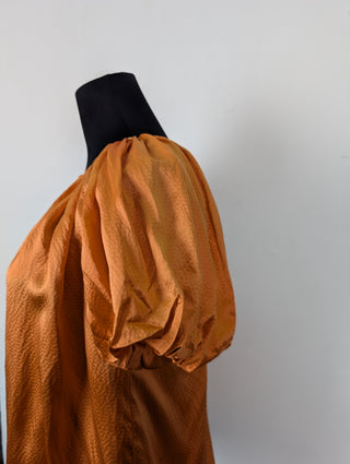 Orange Puff Shoulders Top