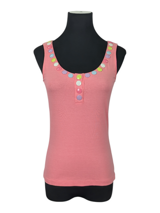 Pink Tank Top With Colorful Buttons