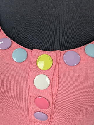 Pink Tank Top With Colorful Buttons