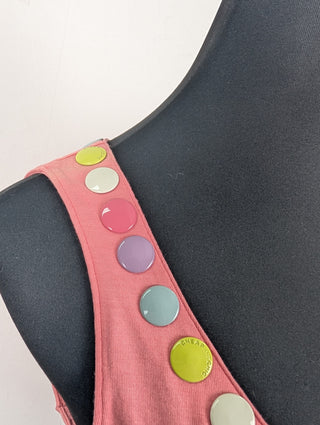 Pink Tank Top With Colorful Buttons