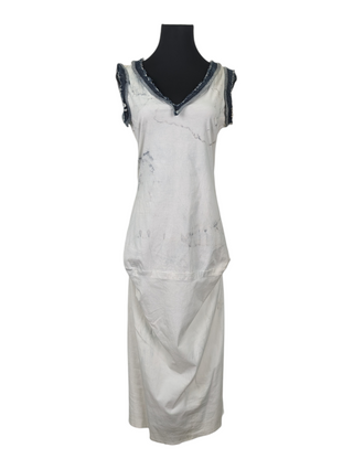 Beige And Blue Dyed Dress