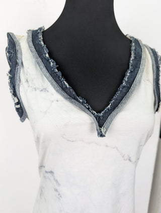 Beige And Blue Dyed Dress