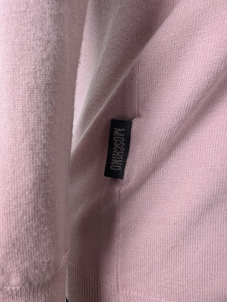 Pink Mid-sleeves Cardigan with Ruffles Trimming