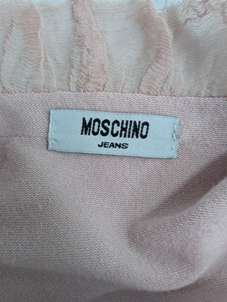 Pink Mid-sleeves Cardigan with Ruffles Trimming