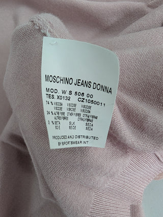 Pink Mid-sleeves Cardigan with Ruffles Trimming