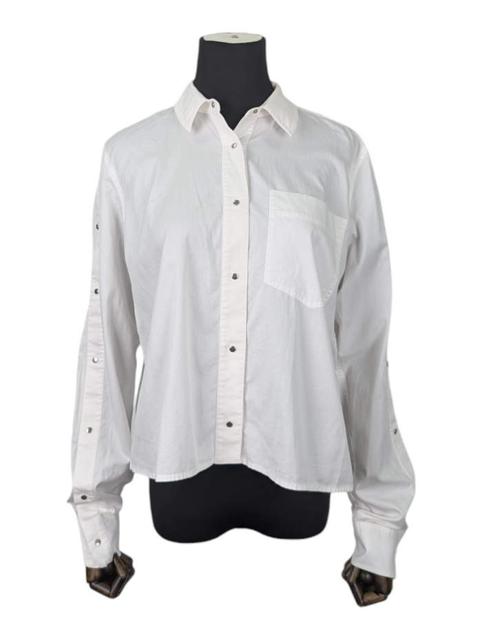 Off White Shirt with Buttoned Sleeve