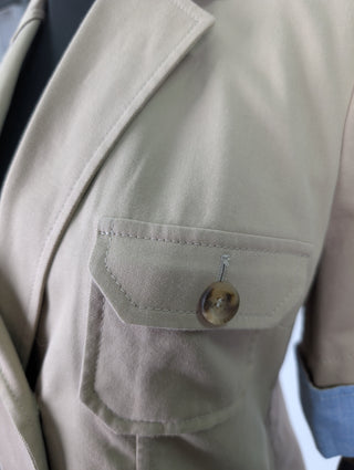 Beige Double Breasted Short Sleeve Shirt Jacket