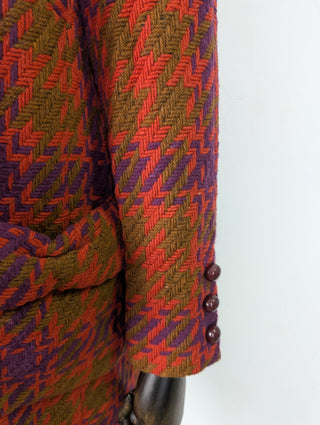 Multicolor Houndstooth Wool Coat