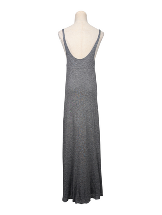 Grey Open Neck Wool Flare Dress
