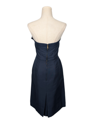 Navy Tube Dress with Ruffle