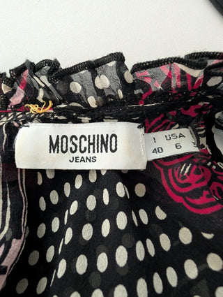 Pokka Dots Printed Silk Sheer Top