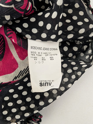 Pokka Dots Printed Silk Sheer Top