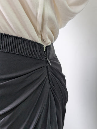 White Cap Sleeve and Black Draped Dress
