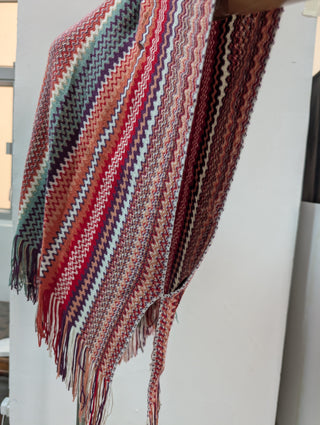 Multicolor Cape with Tassel Ends