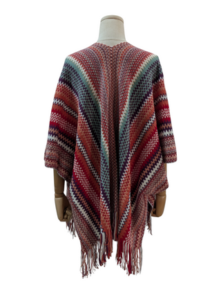 Multicolor Cape with Tassel Ends