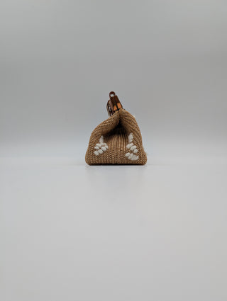 Light Brown Leather And Rattan Handbag