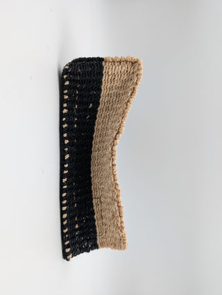 Beige And Black Rattan Handbag