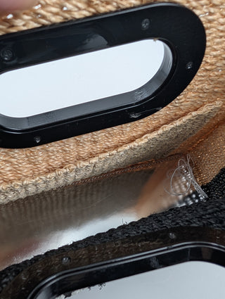 Beige And Black Rattan Handbag