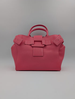 Pink Grained Leather Cabas Pilgrim De Jour Satchel