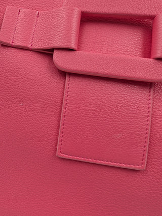Pink Grained Leather Cabas Pilgrim De Jour Satchel