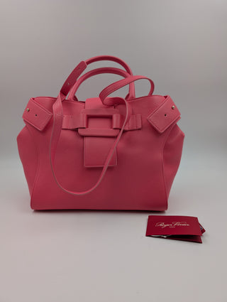 Pink Grained Leather Cabas Pilgrim De Jour Satchel