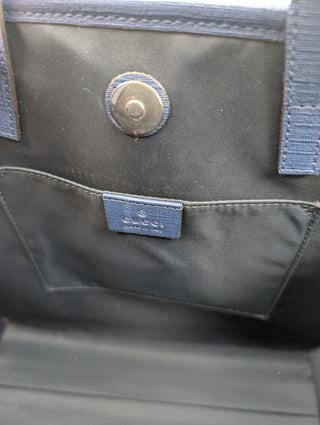 Monogram Canvas Tote With Blue Trims