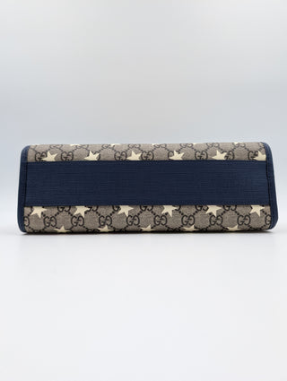 Monogram Canvas Tote With Blue Trims