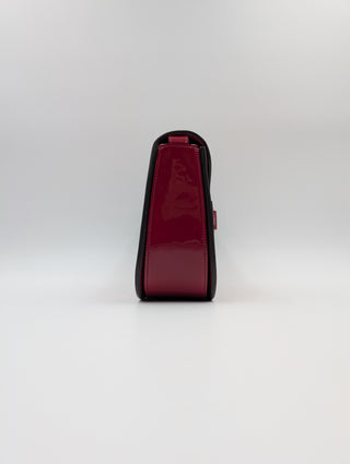 Burgundy Horsebit Patent Leather Crossbody Bag