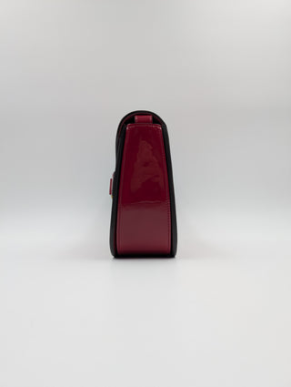 Burgundy Horsebit Patent Leather Crossbody Bag