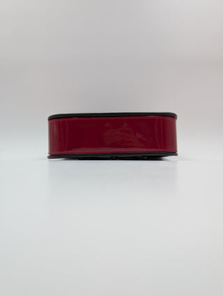 Burgundy Horsebit Patent Leather Crossbody Bag