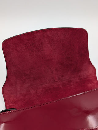 Burgundy Horsebit Patent Leather Crossbody Bag