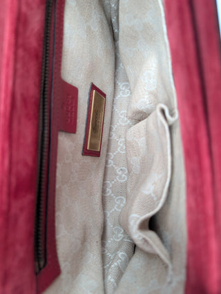 Burgundy Horsebit Patent Leather Crossbody Bag