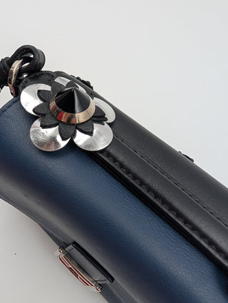 Black And Blue Baguette Double Micro Crossbody Bag