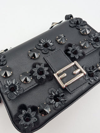 Black And Blue Baguette Double Micro Crossbody Bag