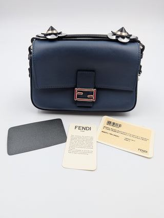 Black And Blue Baguette Double Micro Crossbody Bag