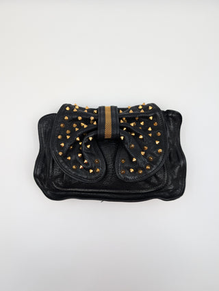 Black Bow Studded Shoulder Bag