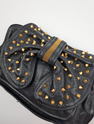 Black Bow Studded Shoulder Bag