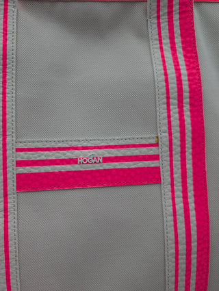 Natural And Pink Trimmed Canvas Tote Bag