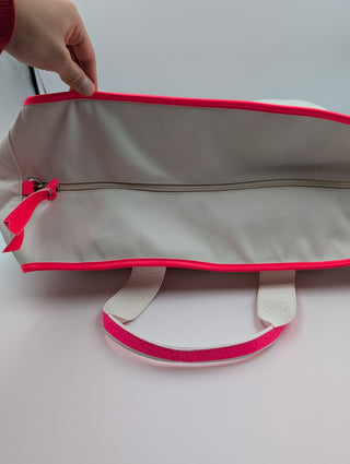 Natural And Pink Trimmed Canvas Tote Bag