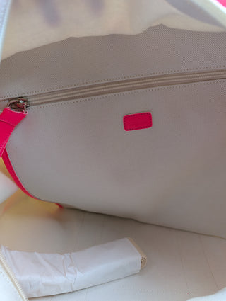 Natural And Pink Trimmed Canvas Tote Bag