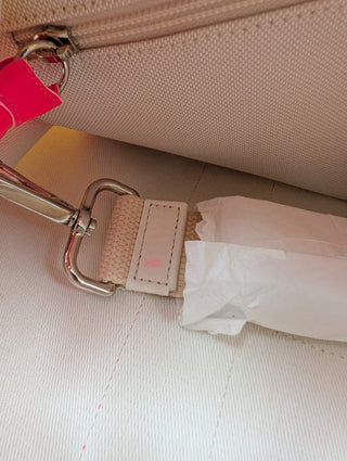 Natural And Pink Trimmed Canvas Tote Bag