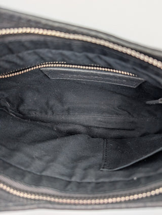 Grey Leather Hip Crossbody Bag