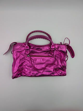 Magenta Metallic Leather Motorcycle First Bag