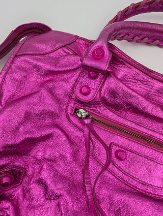 Magenta Metallic Leather Motorcycle First Bag