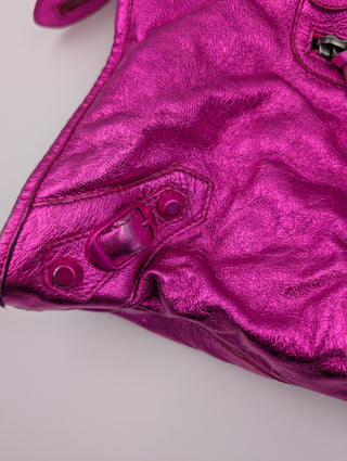 Magenta Metallic Leather Motorcycle First Bag