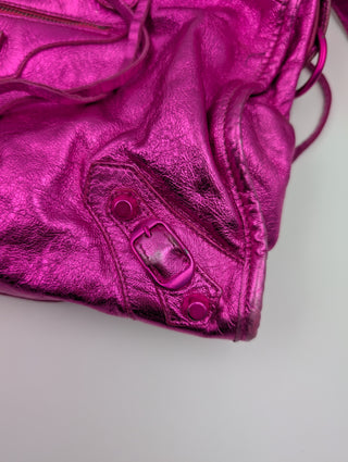 Magenta Metallic Leather Motorcycle First Bag