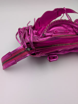 Magenta Metallic Leather Motorcycle First Bag