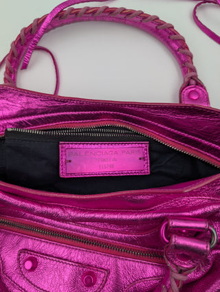 Magenta Metallic Leather Motorcycle First Bag