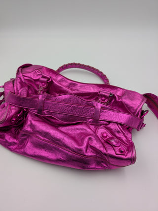 Magenta Metallic Leather Motorcycle First Bag