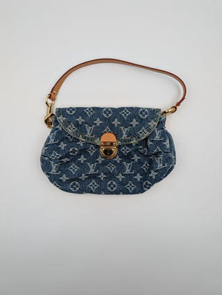Blue Mini Pleaty Monogram Denim Bag